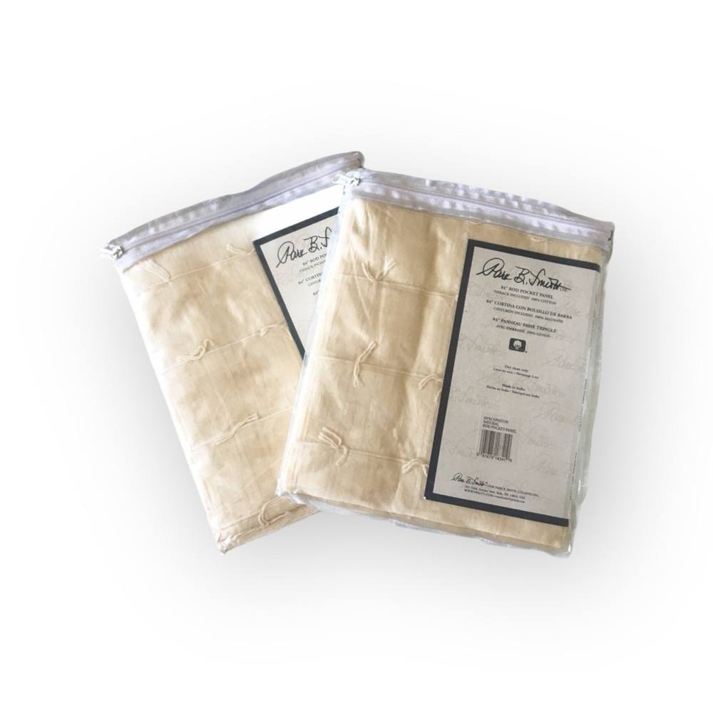 new Boho Chic ✶ Set 2 Rod Pocket Panel Curtains ✶ Semi Sheer Natural ✶ 40” x 84” - Picture 5 of 15